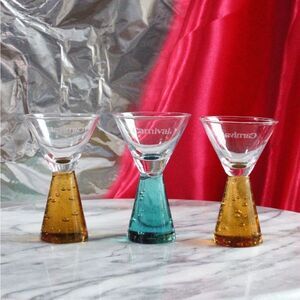 Carnival Cruise Lines CLEAR Cordial/Shot Glasses Bubble Pedestal Set of 3